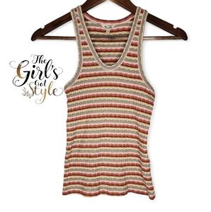 Madewell Ribbed U-Neck Tank Top in Rusted Tin Stripe Size S